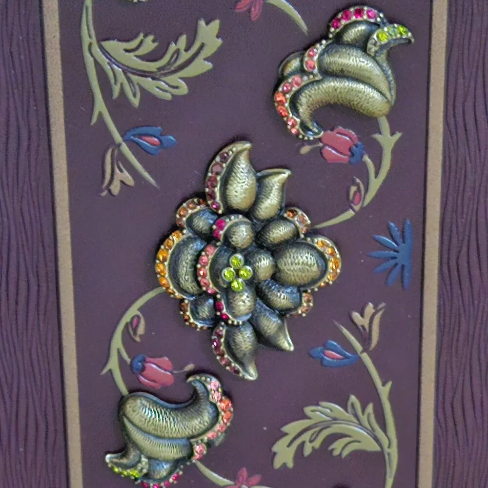 JAY STRONGWATER FLORAL SCROLL LEATHER CRYSTAL ENAMEL PHOTO PICTURE ALBUM BOOK
